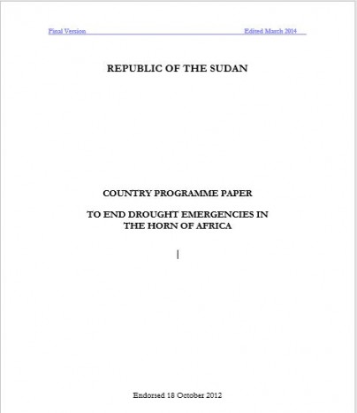 Sudan Country Programme Paper To End Drought Emergencies in the Horn of Africa